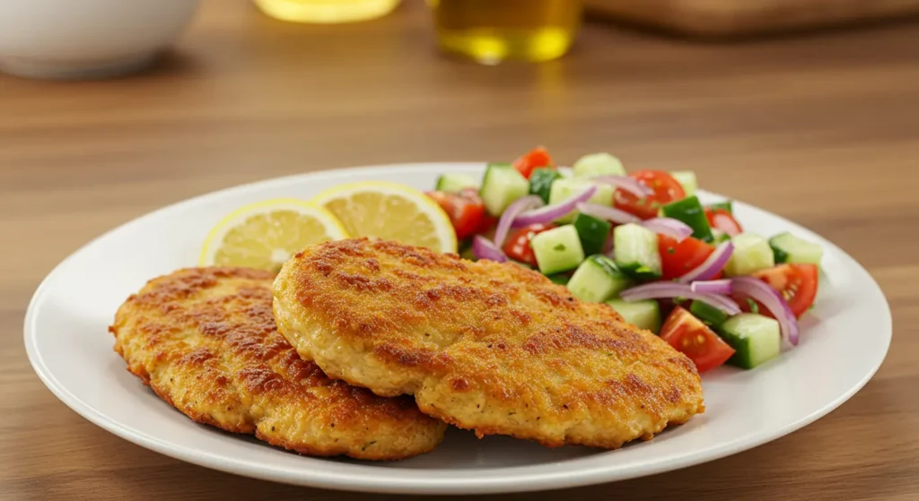 bake chicken cutlets in oven serve with a simple italian salad