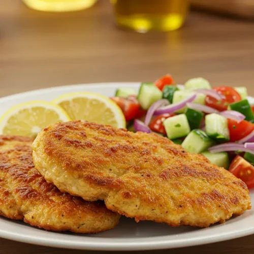 bake chicken cutlets in oven serve with a simple italian salad