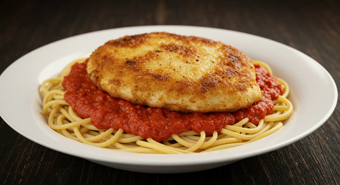 bake chicken cutlets in oven Over spaghetti with Homemade Marinara Sauce
