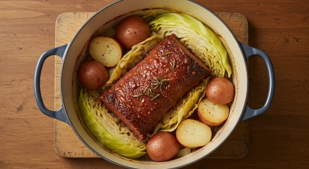 Dutch Oven Corned Beef and Cabbage