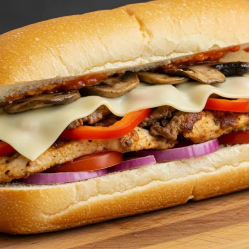 chicken philly cheesesteak sandwich