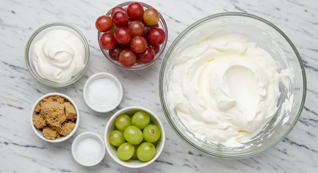 ingredients for Chicken Salad Chick's Grape Salad