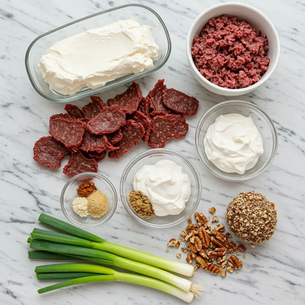 Dried Beef Cheese Ball Becipe ingredients