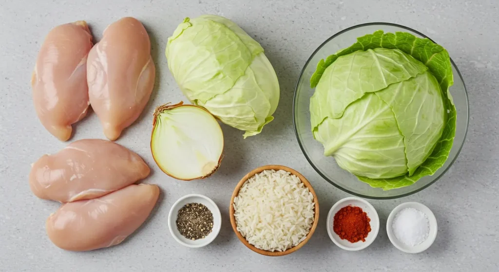 ingredients for plish chicken with cabbage